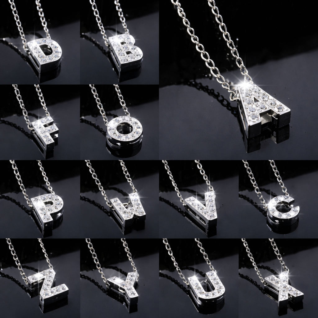 Silver Stainless Steel Alphabet Necklace – A to Z Letter Pendant with Chain for Girls & Women