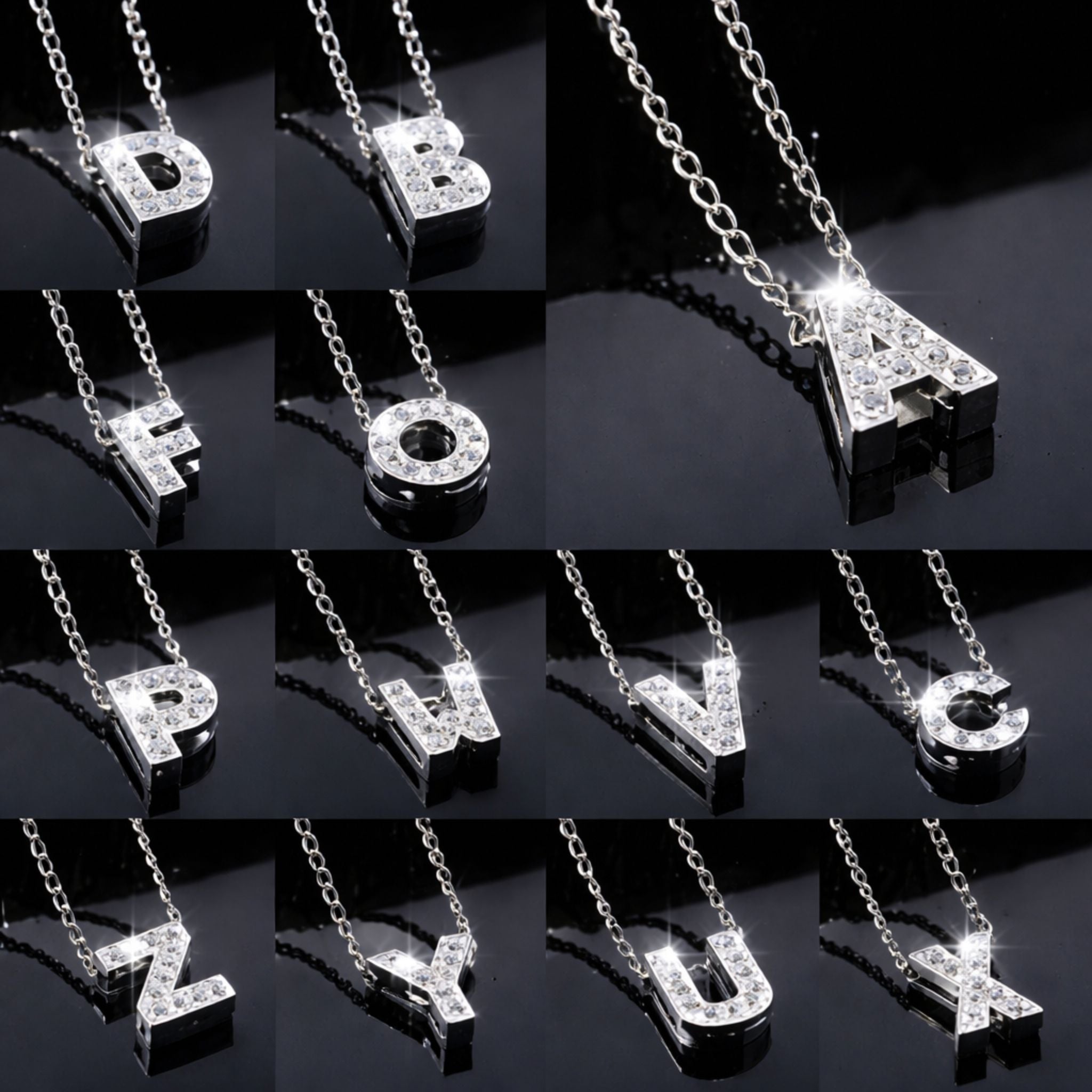 Silver Stainless Steel Alphabet Necklace – A to Z Letter Pendant with Chain for Girls & Women
