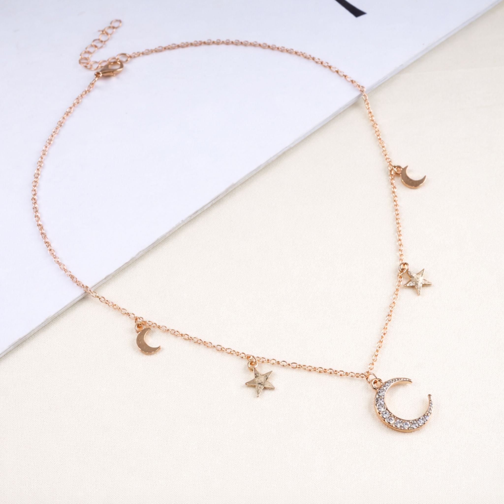 Star & Moon Choker Necklace for Girls – Shining Collar Chain, Statement Choker, Korean Style Jewelry