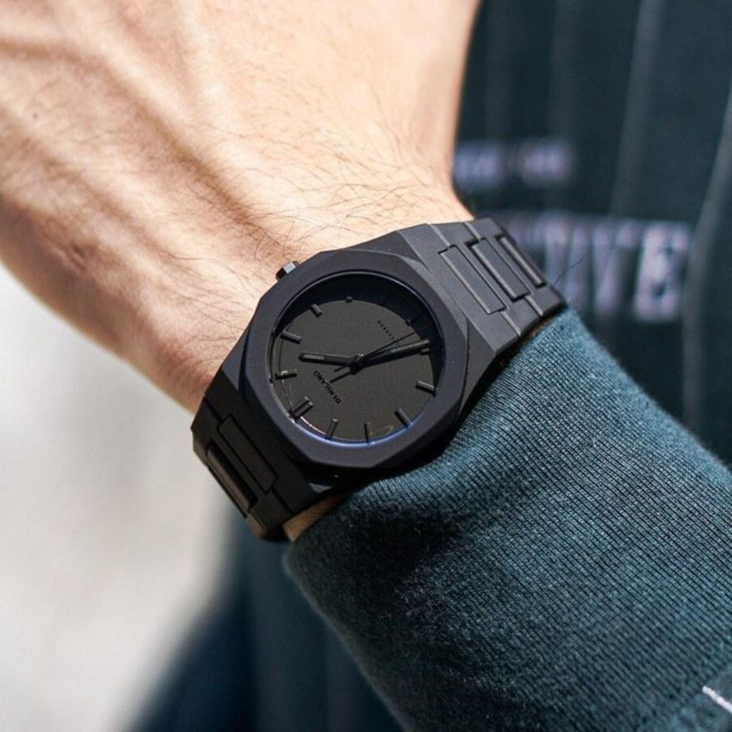 Black Arabic Aura Watch – Stylish Original Watch with Arabic Numerals, Fiber Strap