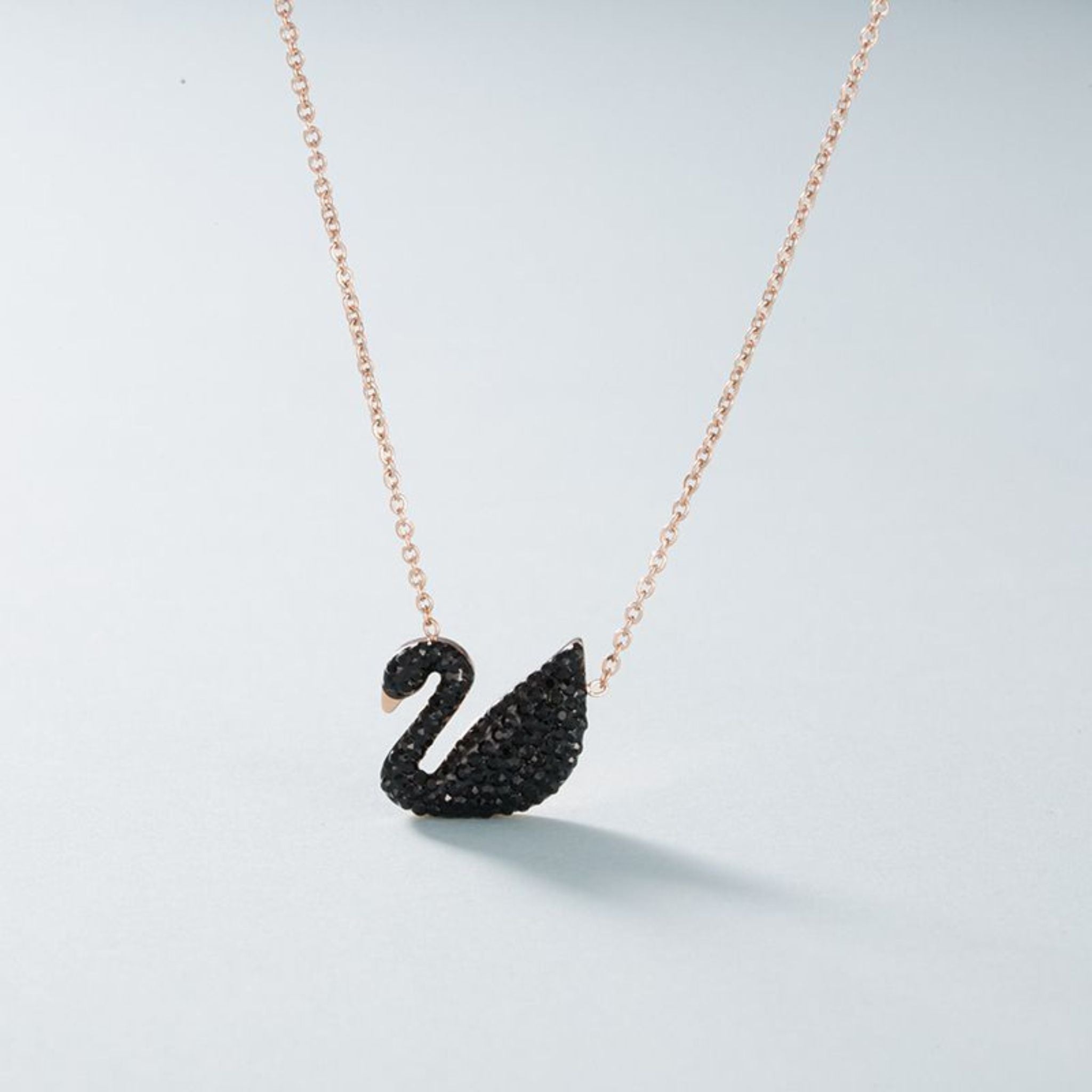 Stylish Black Swan Duck Pendant Necklace – Gold Chain Jewellery for Women & Girls