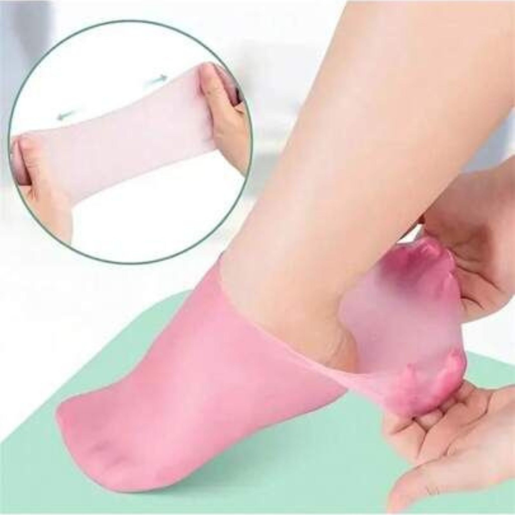 Bundle of 2 Moisturizing Silicone Gel Heel Pad Socks – Skin Color Half Heel Pads